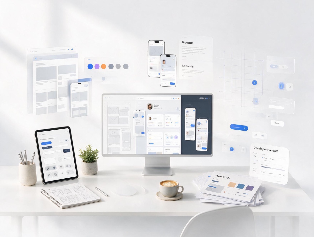 Design deliverables shown across desktop, tablet and mobile screens. Designed by Yaser Nazzal.
