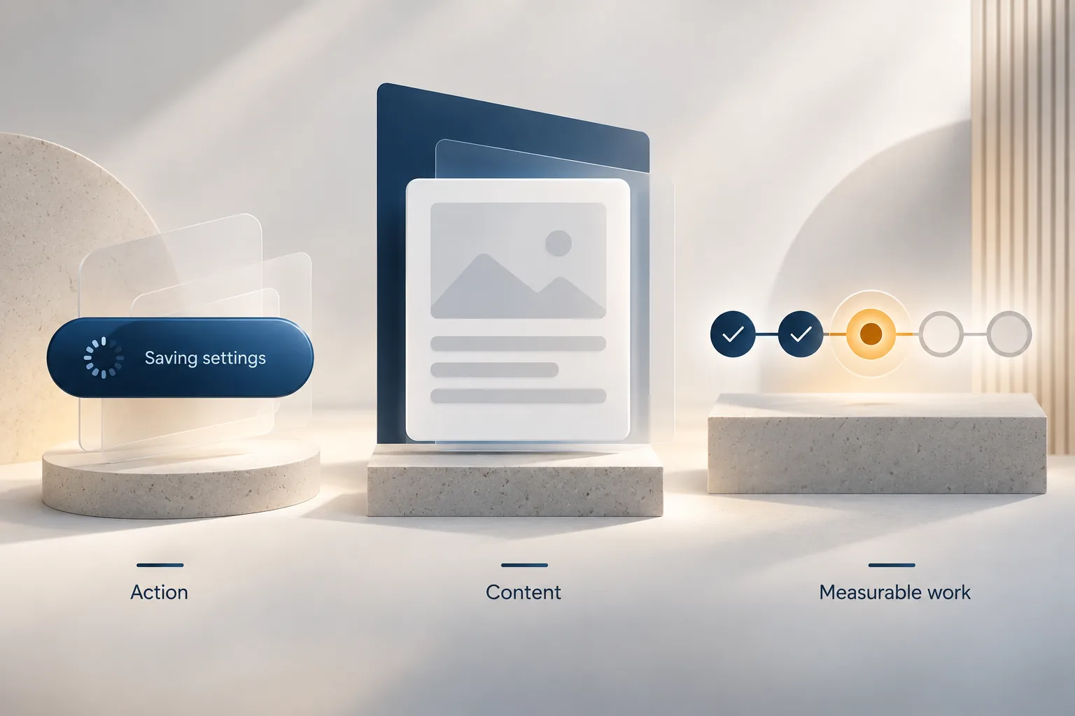 Comparison of a spinner for an action, a skeleton for content, and a progress bar for measurable work